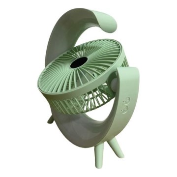 LED RGB Rechargeable Desk Fan 5W/5V 1200 mAh - Green