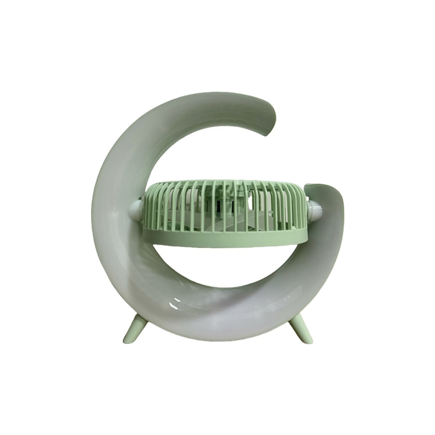 LED RGB Rechargeable Desk Fan 5W/5V 1200 mAh - Green