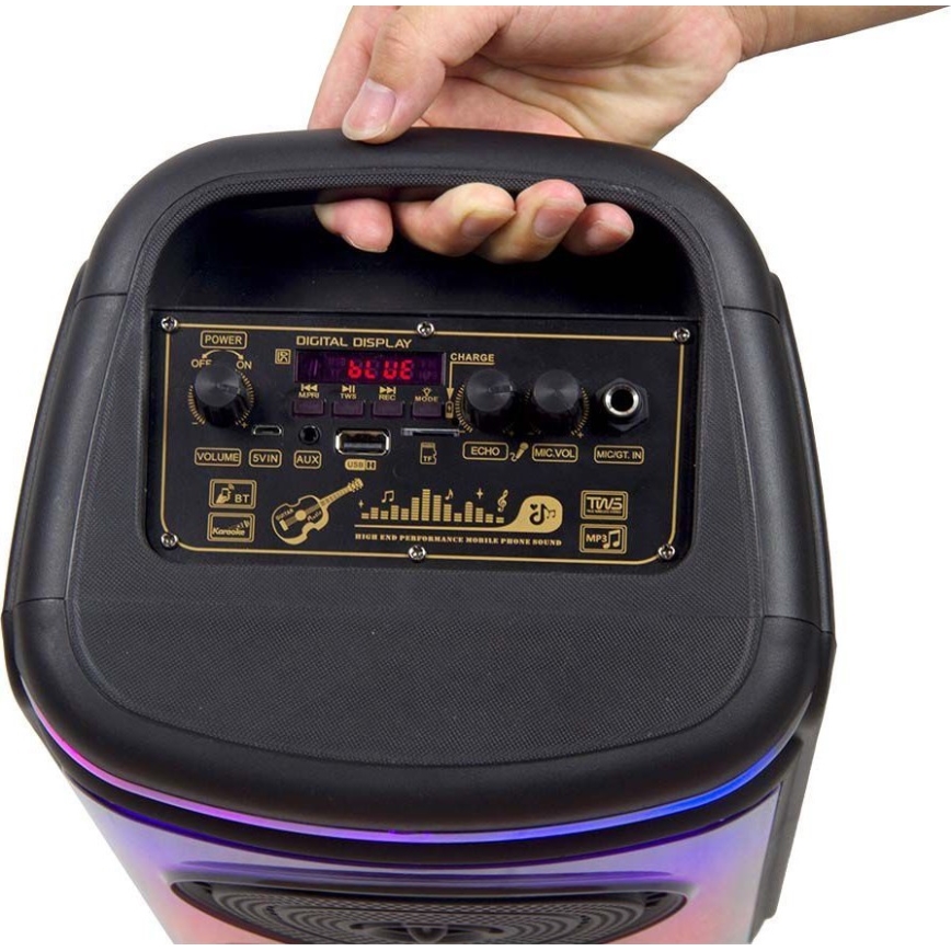LED RGB Rechargeable speaker with a microphone 400W/2400 mAh + remote control