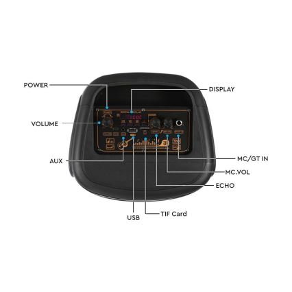 LED RGB Rechargeable speaker with a microphone 400W/2400 mAh + remote control