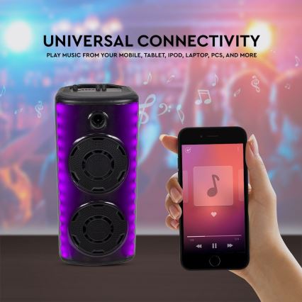 LED RGB Rechargeable speaker with a microphone 600W/2400 mAh + remote control