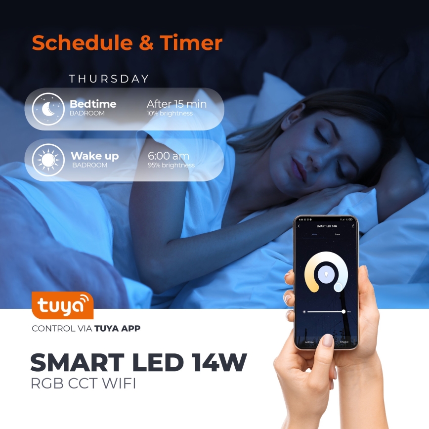 LED RGB Smart dimmable bulb E27/9,5W/230V 2700-6500K Wi-Fi Tuya