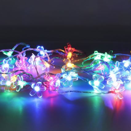 LED RGB Solar chain 50xLED/0,12W/1,2V 1xAA IP44 600 mAh