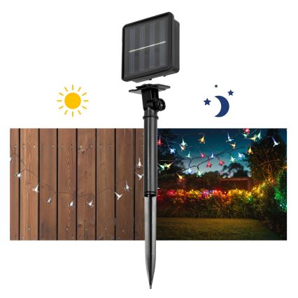 LED RGB Solar chain 50xLED/0,12W/1,2V 1xAA IP44 600 mAh