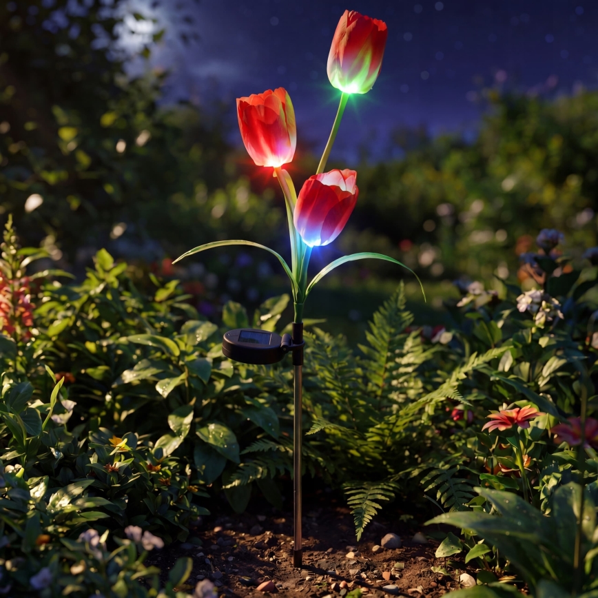 LED RGB solar decorative light 3xLED/3.7V 200 mAh IP44 tulip