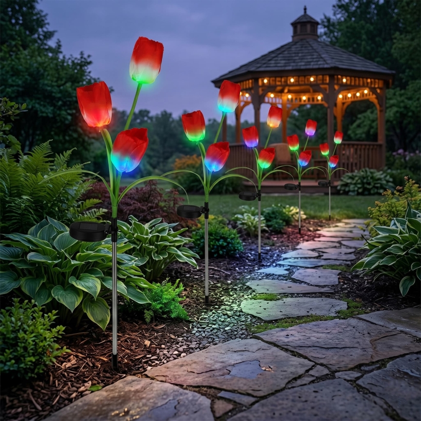 LED RGB solar decorative light 3xLED/3.7V 200 mAh IP44 tulip