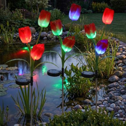 LED RGB solar decorative light 3xLED/3.7V 200 mAh IP44 tulip