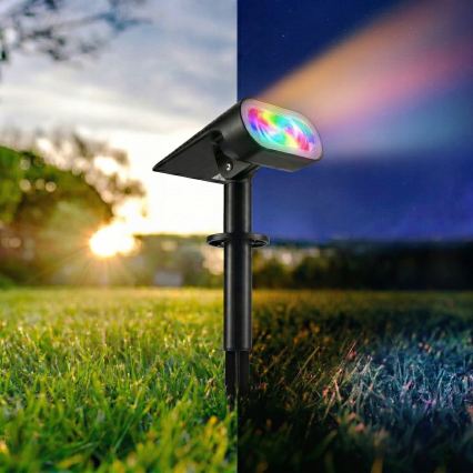 LED RGB Solar Lamp 2-in-1 LED/3.7V 1200 mAh IP54 Black