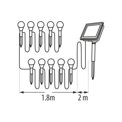 LED RGB Solar Light, 10 LEDs, 1.2 V, 300 mAh, IP44, Black