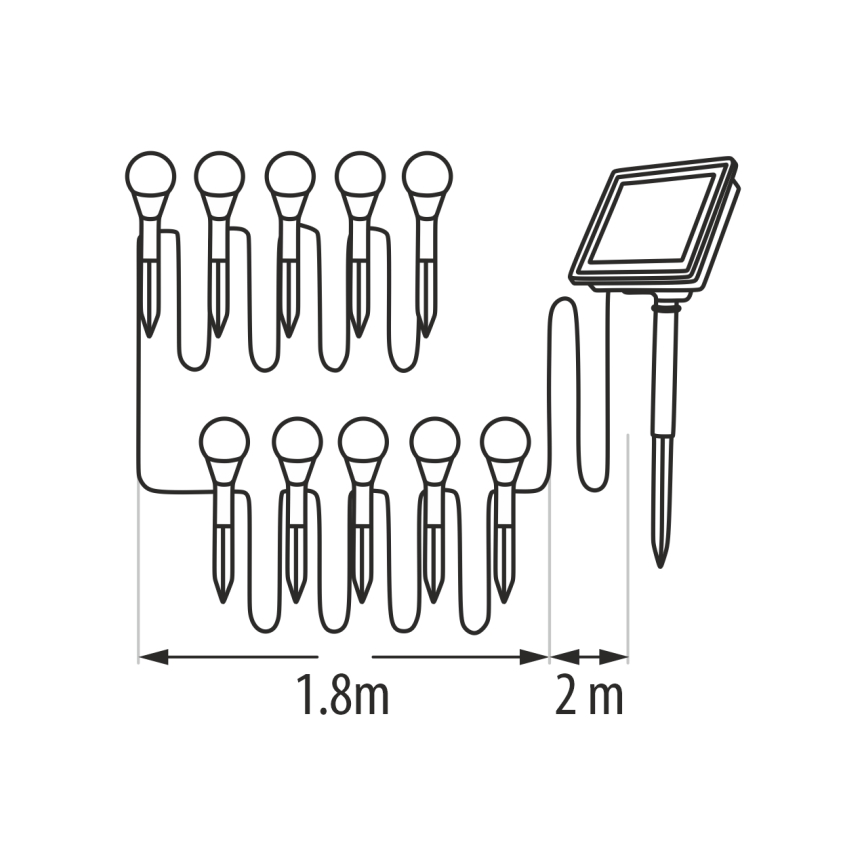 LED RGB Solar Light, 10 LEDs, 1.2 V, 300 mAh, IP44, Black