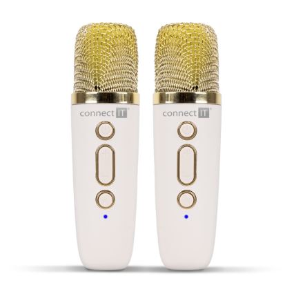 CONNECT IT CSP-1010-BG - LED RGB Speaker with 2 Wireless Microphones 5W/1200 mAh + 2x 400 mAh cream/gold