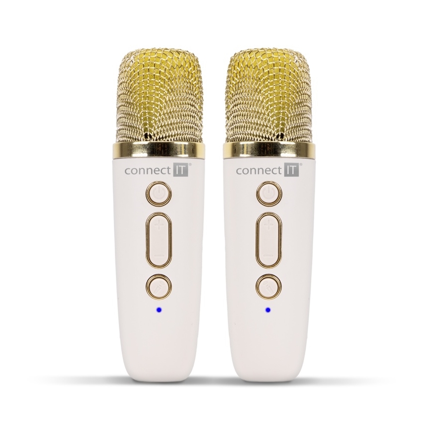 CONNECT IT CSP-1010-BG - LED RGB Speaker with 2 Wireless Microphones 5W/1200 mAh + 2x 400 mAh cream/gold