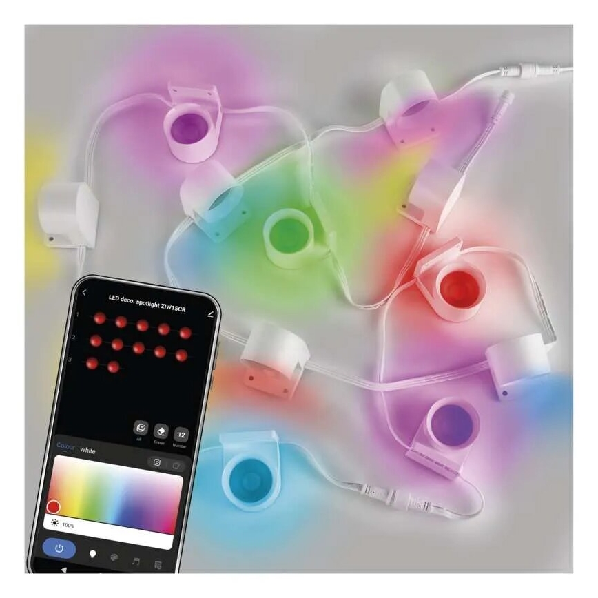 LED RGBIC+CCT Decorative chain with spotlighting GoSmart 12xLED/7W/230V 255 cm Wi-Fi Tuya