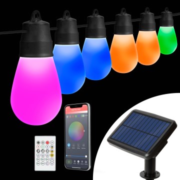 LED RGBIC Dimmable Solar String Lights 30 LEDs / 1.3 W / 3.7/5 V / 2200 mAh / 14.37 m / IP65 / Black + Remote Control