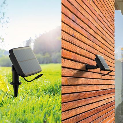LED RGBIC Dimmable Solar String Lights 30 LEDs / 1.3 W / 3.7/5 V / 2200 mAh / 14.37 m / IP65 / Black + Remote Control
