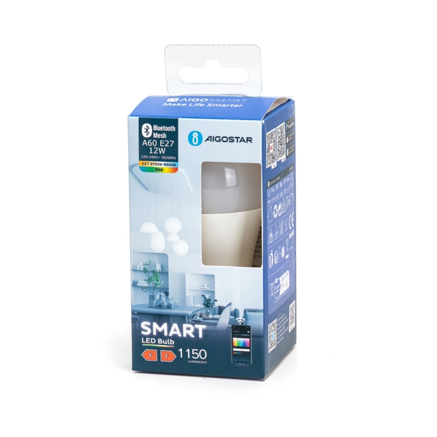 LED RGBW Dimmable bulb A60 E27/12W/230V 2700-6500K - Aigostar