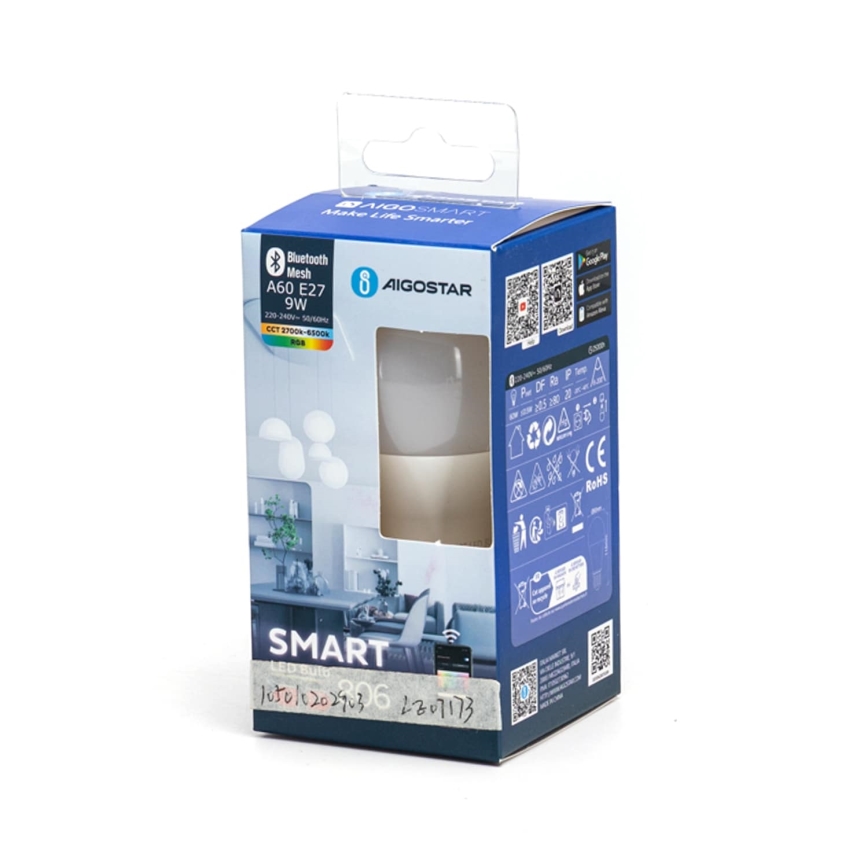 LED RGBW Dimmable bulb MESH Smart A60 E27/9W/230V 2700-6500K - Aigostar