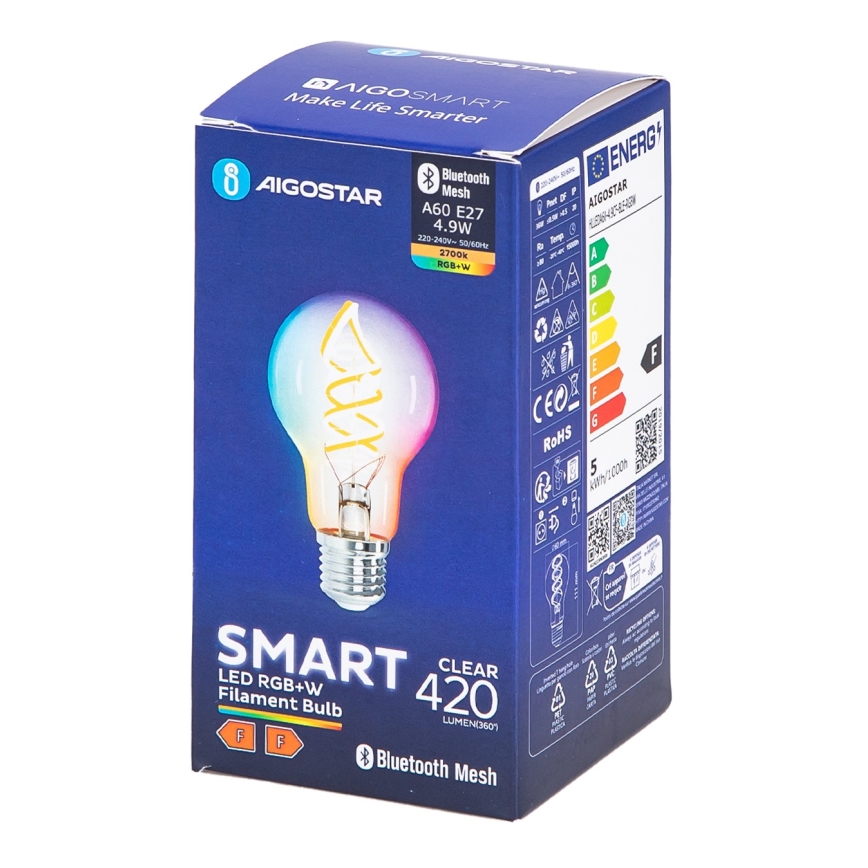 LED RGBW Dimmable bulb FILAMENT MESH Smart A60 E27/4,9W/230V 2700K - Aigostar