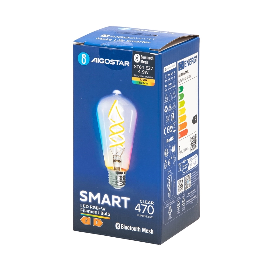 LED RGBW Dimmable bulb FILAMENT MESH Smart ST64 E27/4,9W/230V 2700K - Aigostar