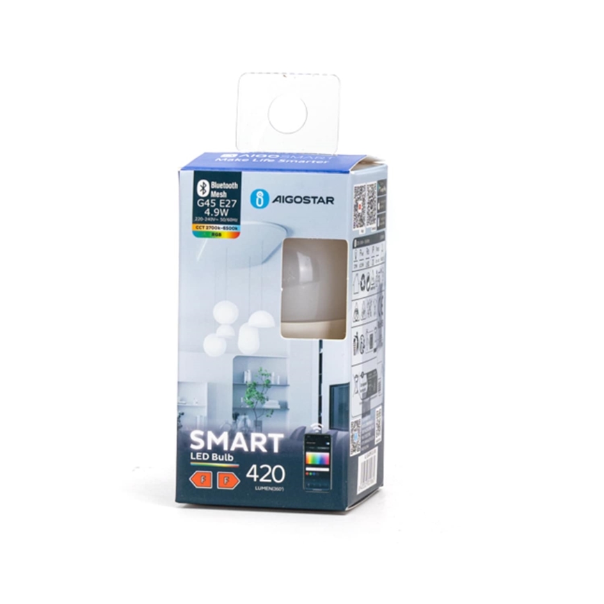 LED RGBW Dimmable bulb MESH Smart G45 E27/4,9W/230V 2700-6500K - Aigostar
