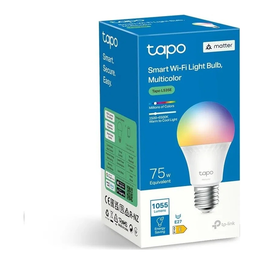 LED RGBW Dimmable Bulb MATTER A60 E27/8.6W/230V 2500-6500K Wi-Fi - TP-Link