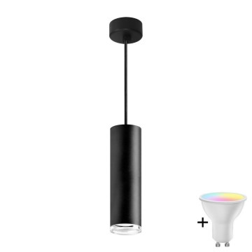 LED RGBW Dimmable bathroom pendant light on cable TURYN 1xGU10/6,5W/230V 2700-6500K Wi-Fi IP44 black
