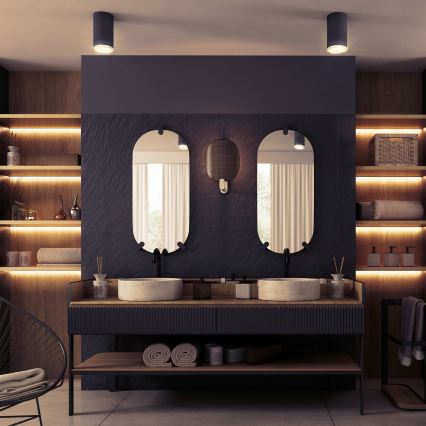 TURYN LED RGBW Dimmable Bathroom Spotlight, 1x GU10/4,8W/230V, 3000K, IP44, Black + Remote Control