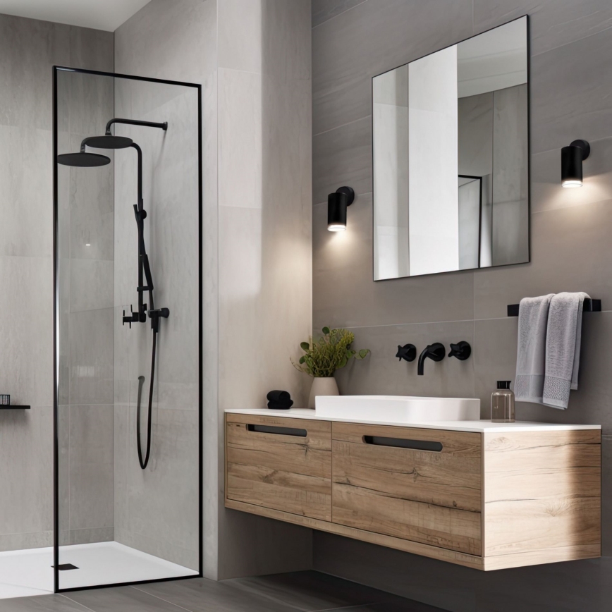 TURYN LED RGBW Dimmable Bathroom Spotlight 1xGU10/4,8W/230V 3000K IP44 Black + Remote Control