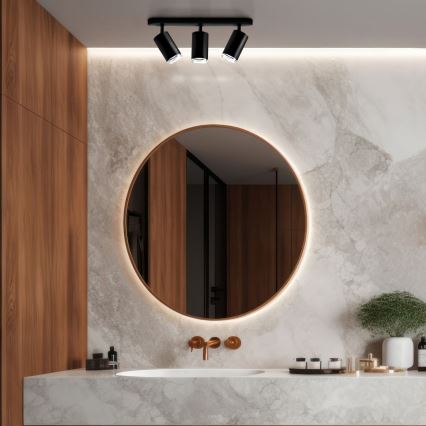 LED RGBW Dimmable Bathroom Spotlight TURYN 3xGU10/4,8W/230V 3000K IP44 Black + Remote Control