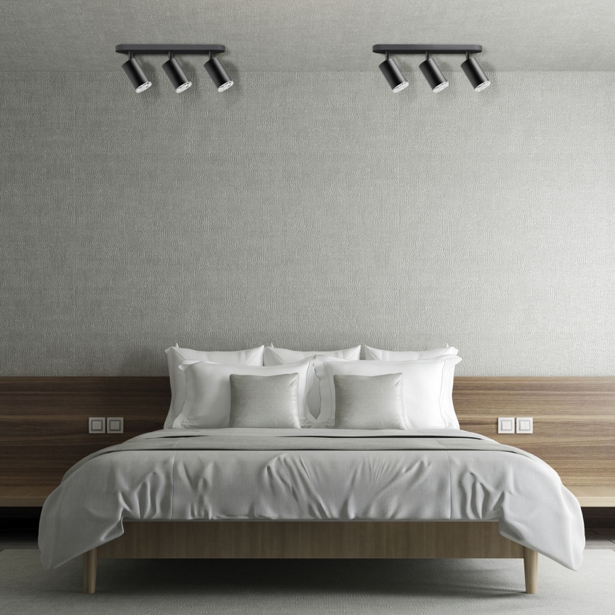 LED RGBW Dimmable Bathroom Spotlight TURYN 3xGU10/4,8W/230V 3000K IP44 Black + Remote Control