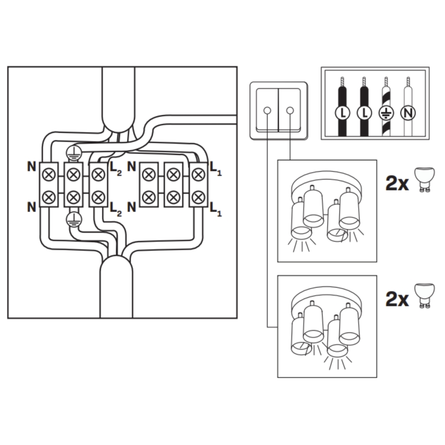 LED RGBW Dimmable Bathroom Spotlight TURYN 4x GU10/4,8W/230V 3000K IP44 White + Remote Control