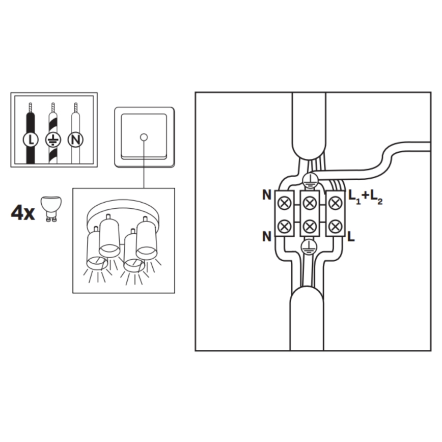 LED RGBW Dimmable Bathroom Spotlight TURYN 4x GU10/4,8W/230V 3000K IP44 White + Remote Control