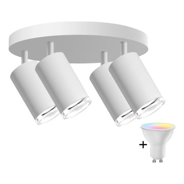 LED RGBW Dimmable Bathroom Spotlight TURYN 4xGU10/6.5W/230V 2700-6500K Wi-Fi IP44 White
