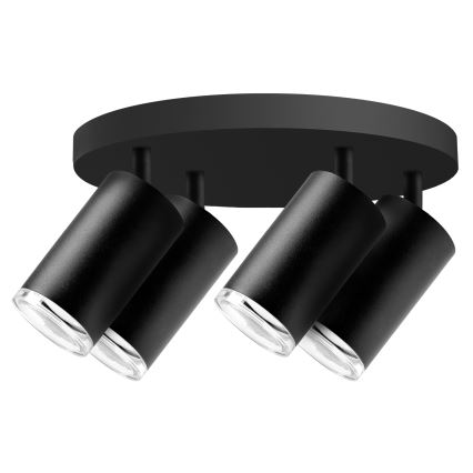 TURYN LED RGBW Dimmable Bathroom Spotlight — 4× GU10 / 6W / 230V / 3000K / IP44, Black, with Remote Control