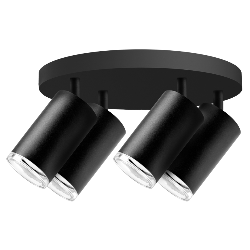 TURYN LED RGBW Dimmable Bathroom Spotlight — 4× GU10 / 6W / 230V / 3000K / IP44, Black, with Remote Control