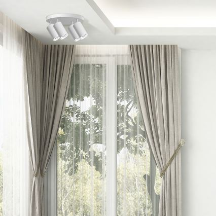 LED RGBW Dimmable Bathroom Spotlight TURYN 4x GU10/6W/230V 3000K IP44 White + Remote Control