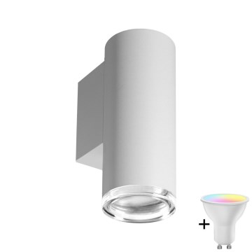 LED RGBW Dimmable Bathroom Wall Light TURYN 1xGU10/6W/230V 3000K IP44 White + Remote Control