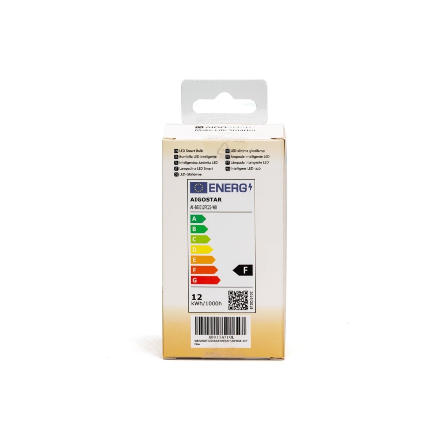 LED RGBW Dimmable bulb A60 E27/12W/230V 2700-6500K Wi-Fi - Aigostar