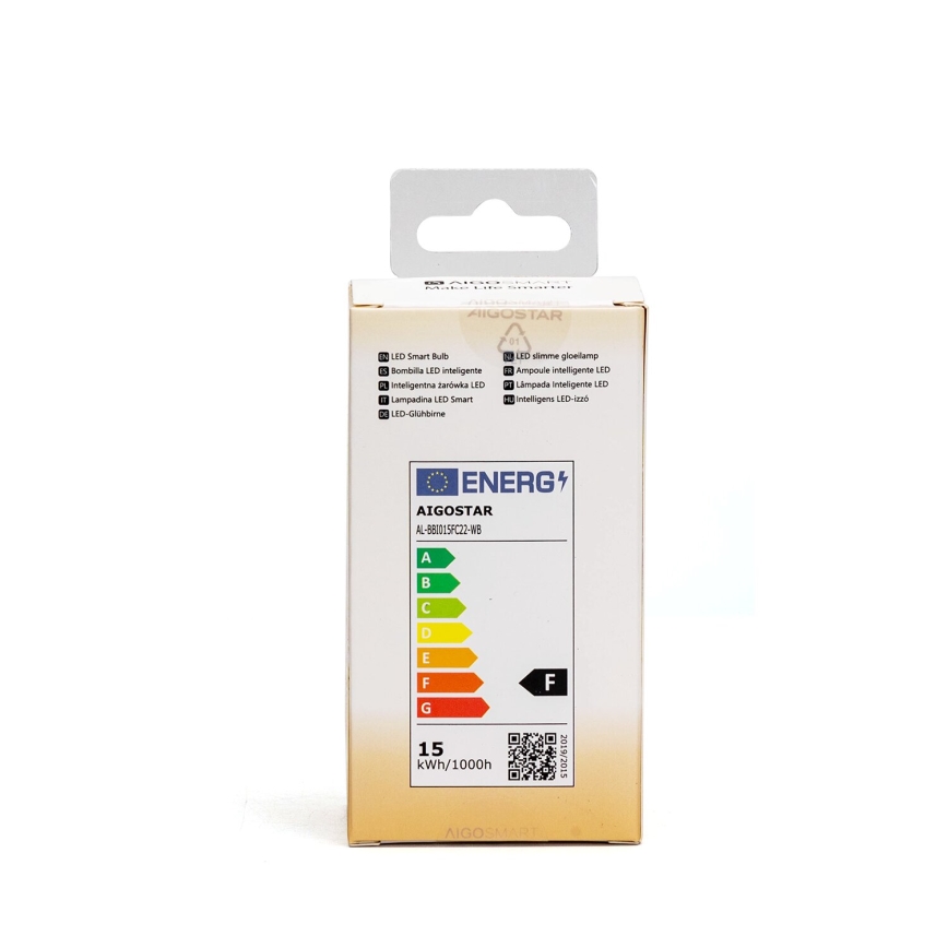 LED RGBW Dimmable bulb A60 E27/15W/230V 2700-6500K Wi-Fi - Aigostar