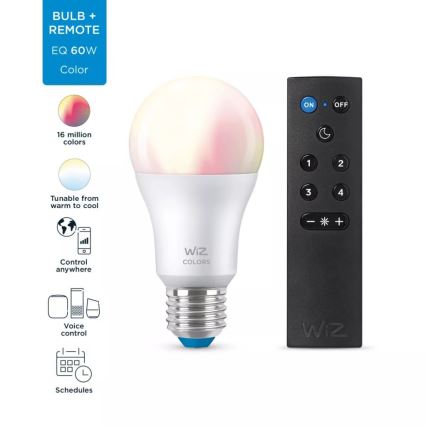 LED RGBW Dimmable bulb A60 E27/8,5W/230V 2200-6500K  CRI 90 Wi-Fi + remote control - WiZ