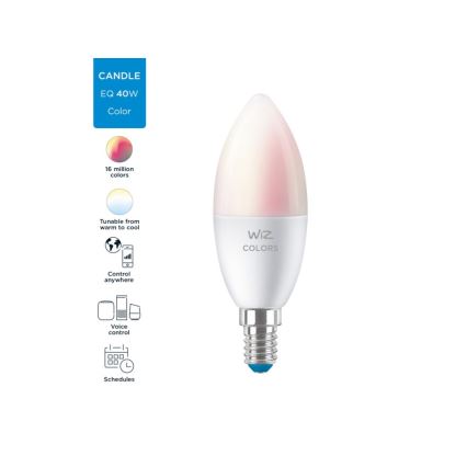 LED RGBW Dimmable bulb C37 E14/4,9W/230V 2200-6500K CRI 90 Wi-Fi -WiZ