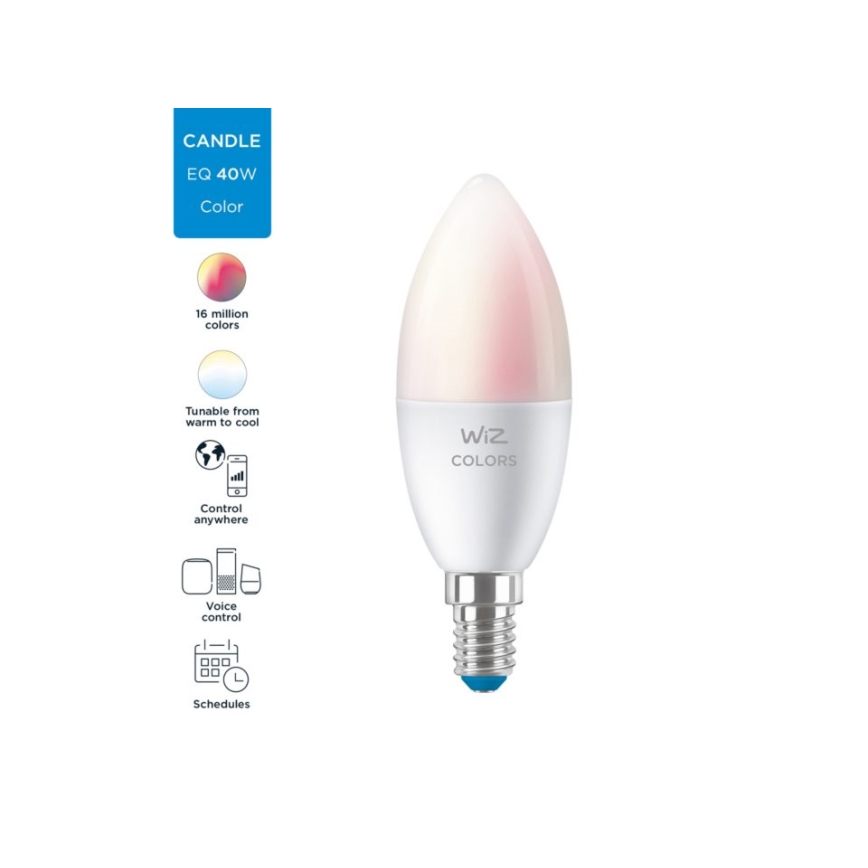 LED RGBW Dimmable bulb C37 E14/4,9W/230V 2200-6500K CRI 90 Wi-Fi -WiZ