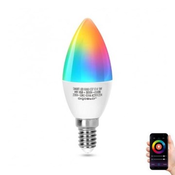 LED RGBW Dimmable bulb C37 E14/5W/230V 3000-6500K Wi-Fi - Aigostar
