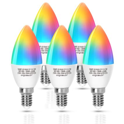 LED RGBW Dimmable bulb C37 E14/5W/230V 3000-6500K Wi-Fi - Aigostar