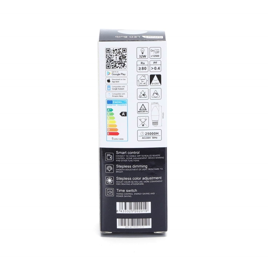 LED RGBW Dimmable bulb C37 E27/5W/230V 3000-6500K Wi-Fi - Aigostar