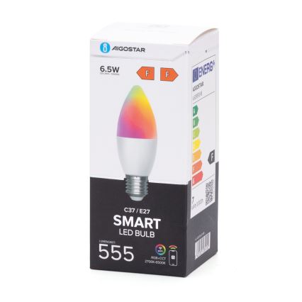 LED RGBW Dimmable bulb C37 E27/6,5W/230V 2700-6500K Wi-Fi - Aigostar