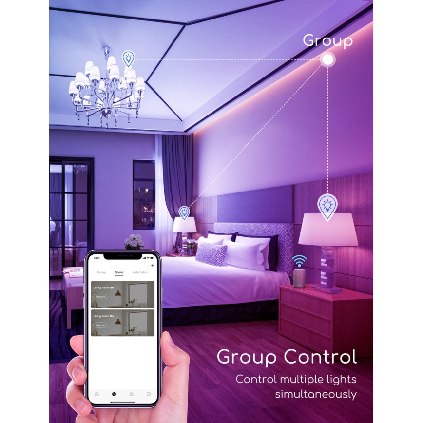 LED RGBW Dimmable bulb C37 E27/7W/230V 3000-6500K Wi-Fi - Aigostar