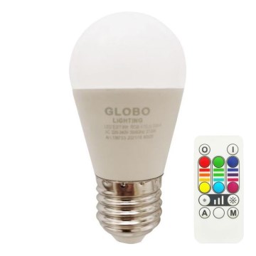 LED RGBW Dimmable bulb E27/6W/230V 3000K + remote control - Globo
