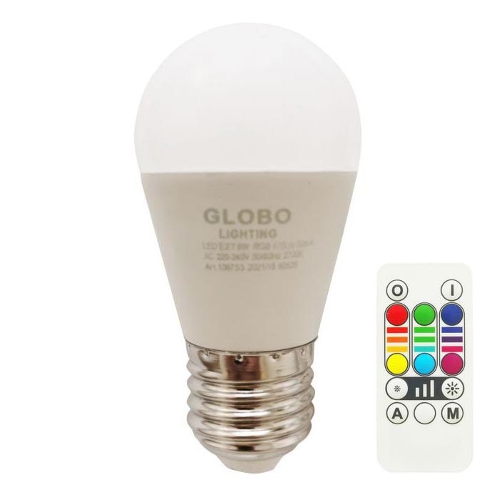 LED RGBW Dimmable bulb E27/6W/230V 3000K + remote control - Globo