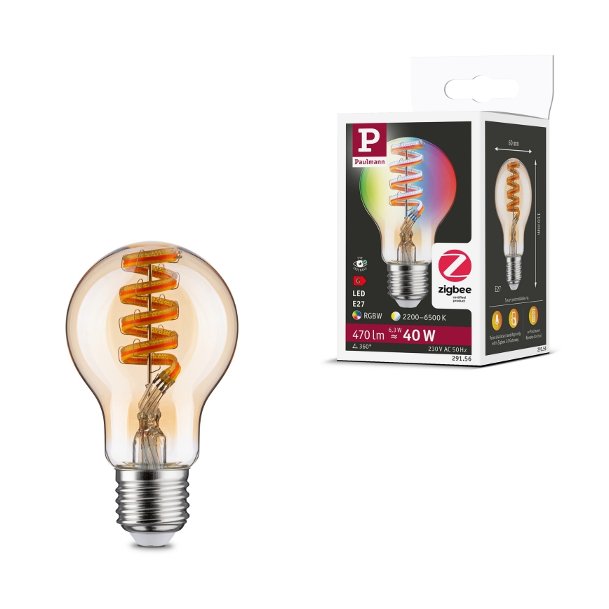 LED RGBW Dimmable Bulb FILAMENT E27/6,3W/230V 2200-6500K - Paulmann 29156